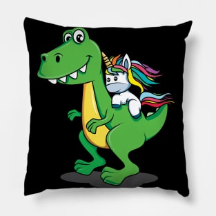 Cute Dinosaur and Unicorn/Pony with Rainbow Colors Pillow