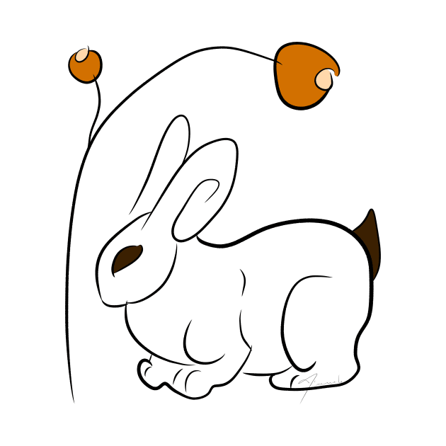 Minimal rabbit with flower by MinnieMot