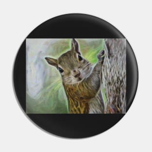 Staring Squirrel Digital Painting Pin