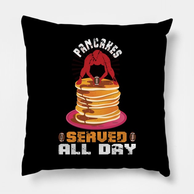 Pancakes Served Daily Offensive Lineman Vintage, Funny American Football Pajamas Sports Pillow by Printofi.com