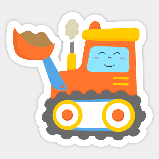 Orange Excavator Bulldozer Construction Machinery for Kids - Bulldozer - Sticker