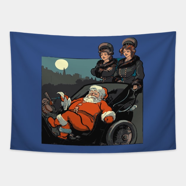 Vintage Santa Sleigh And Christmas Wish List Tapestry by taiche