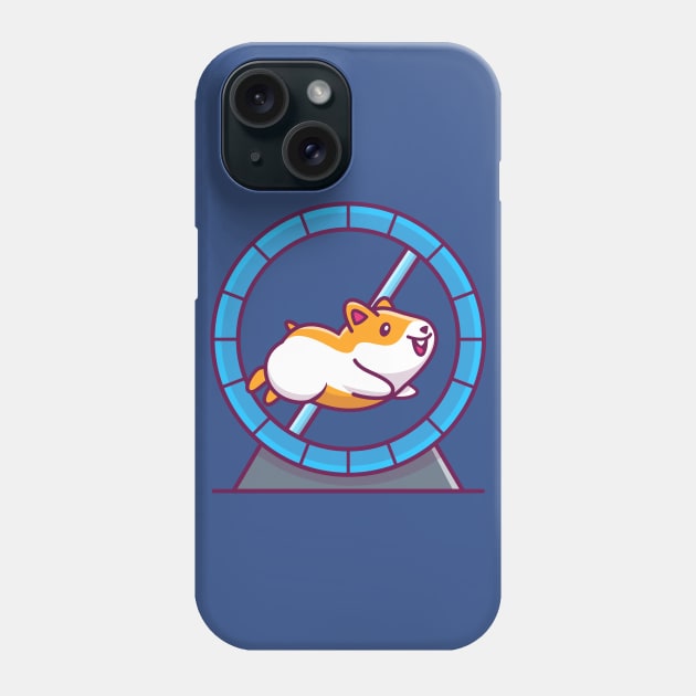 Cute Hamster Running In Running Wheel Cartoon Phone Case by Catalyst Labs
