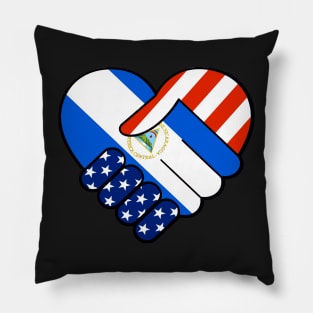 Nicaragua Flag Spanish Teacher Hispanic Latino Flag USA Flag Handshake Pillow