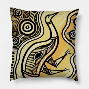 Aboriginal Art - Emu Gold Pillow