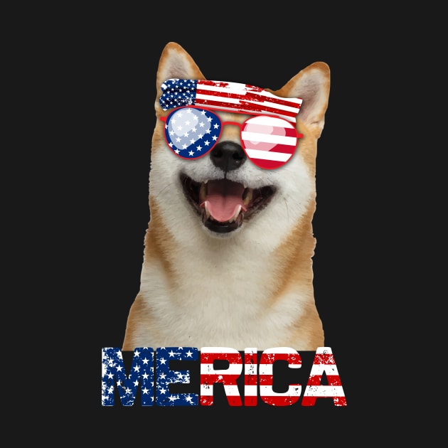 Merica Shiba Inu Dog American Flag 4Th Of July by jrgenbode