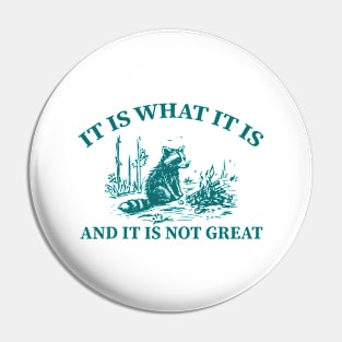 It Is What It Is And It Is Not Great funny raccoon Pin