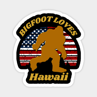 Bigfoot loves America and Hawaii too Magnet