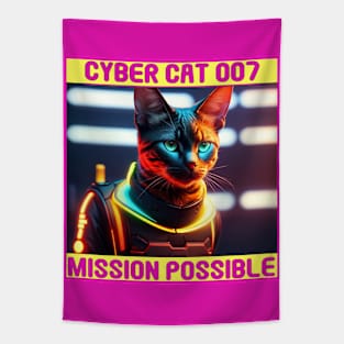 Cat intelligence funny space meme Tapestry