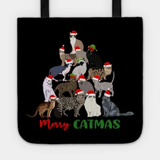 Funny Merry Catmas Christmas Cat Tree Tote