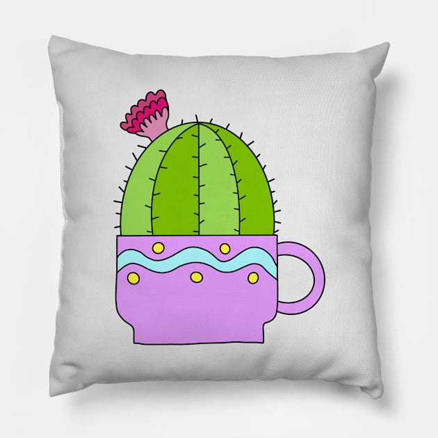 Cute Cactus Design #28: Tiny Teacup Cactus Pillow by DreamCactus