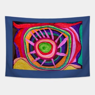 Unique Bright Colourful Viking Shield with Swirling Background Tapestry