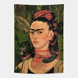 Self Portrait with Monkey by Frida Kahlo Tapestry