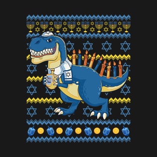 Hanukkah Dinosaur Menorasaurus T Rex Dino Chanukah Boys 2023 T-Shirt