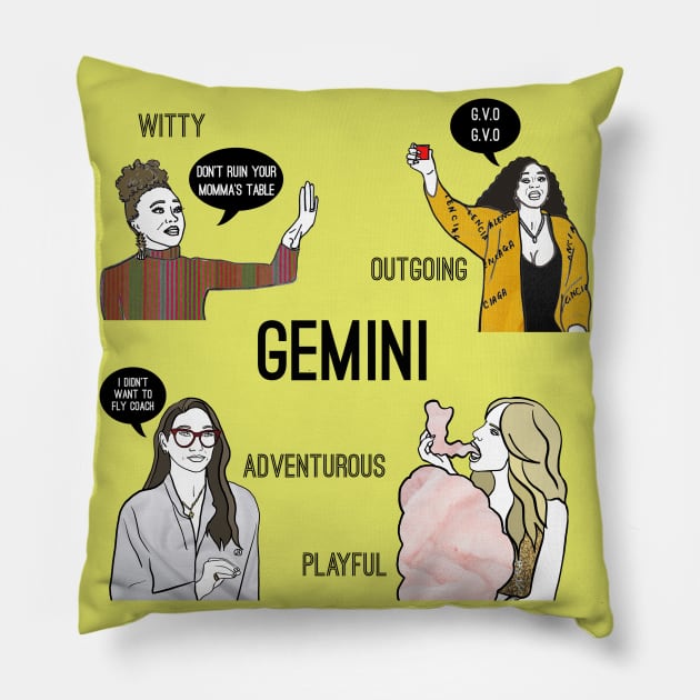 Gemini- Bravostrology series Pillow by Katsillustration