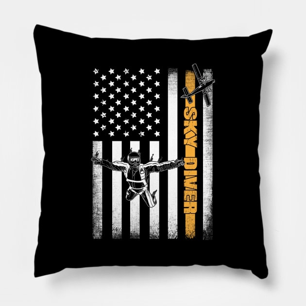 American Skydiver USA Flag Pillow by captainmood