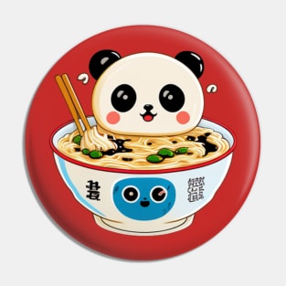 kawaii cute panda eating ramen Pin