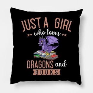 Just A Girl Who Loves Dragons And Books Reading Dragon Pillow