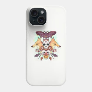 Foxes Hummingbird Skulls Autumn Artwork Phone Case