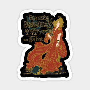 Simplified French Art Nouveau Advertising Poster, Spanish Maja Blesses Espagnols Magnet