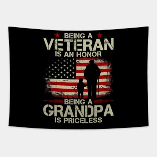 Mens Being A Veteran Is An Honor Being A Grandpa Is Priceless Tapestry