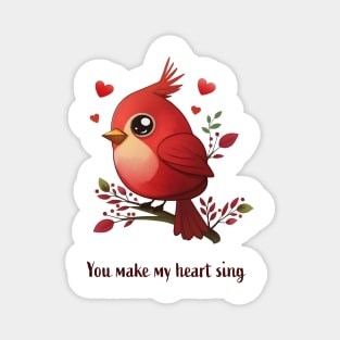 Lovey-Dovey Red Cardinal Love Magnet