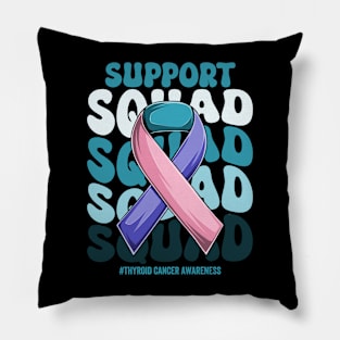 Thyroid Cancer Support Blue Pink teal  Ribbon Support Thyroid Cancer awareness Pillow