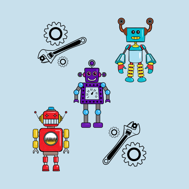 Robots Wrench Cogs by SistersTrading84