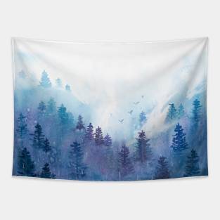 Misty Forest Watercolour Painting Tapestry