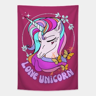 Lone Unicorn - Rainbow Unicorn Tapestry