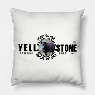 Yellowstone Black Bear Mask On & Social Distance Pillow