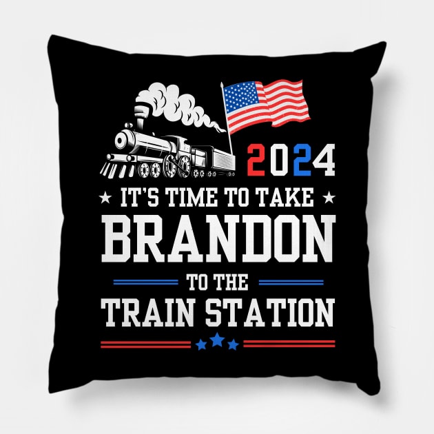 it's time to take Brandon to the train station Pillow by Mojakolane