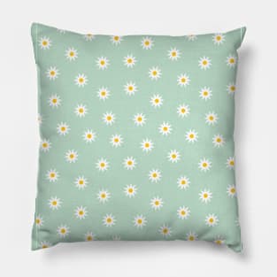 Daisy Flower Pattern, Green Pillow