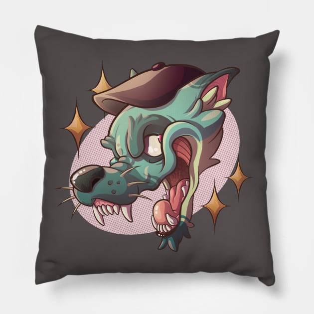 CheekyWolf Pillow by AlHaddadsKitchen