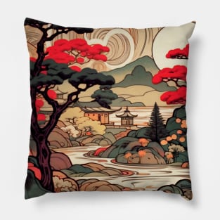 Japanese Zen Garden Landscape Pillow