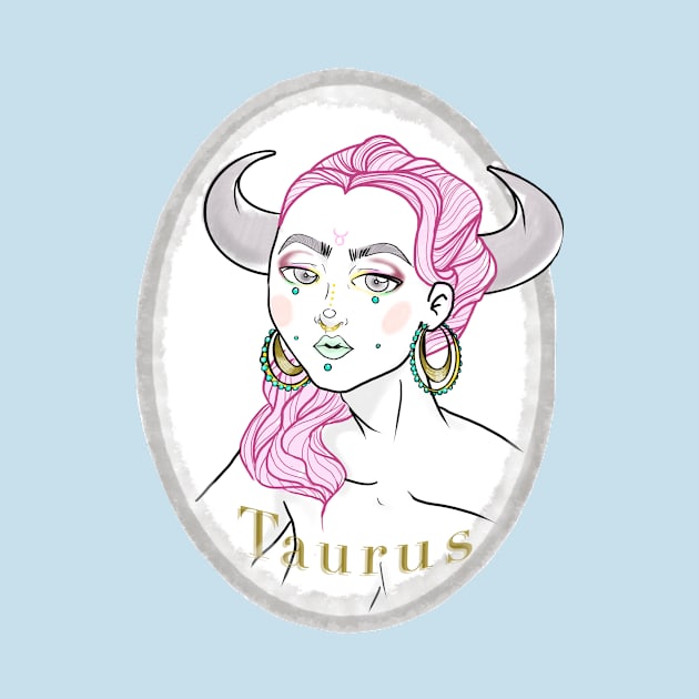 Taurus Zodiac Sign Art by carolyvesartwork