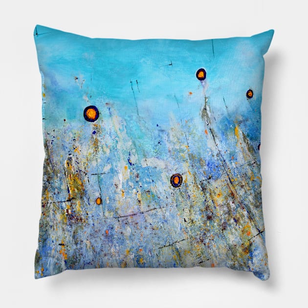 Pollination.....Acrylic Based Mixed Media Pillow by RealZeal