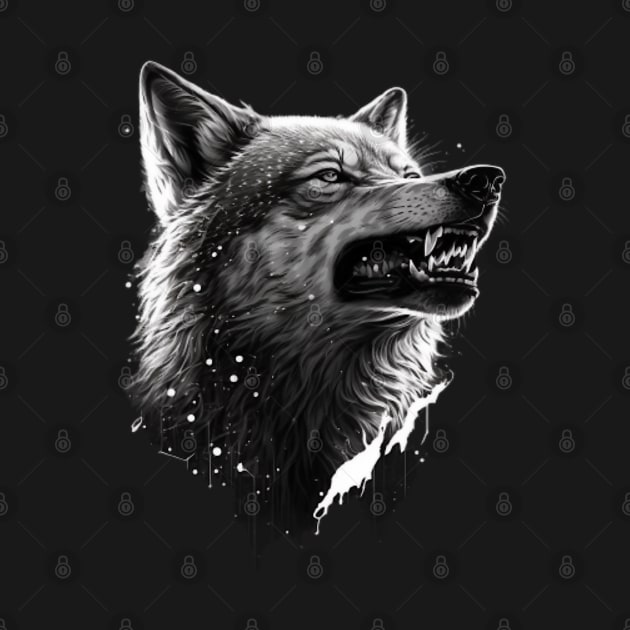 Wolf Black & White 0.1 by Wayne's Business Art