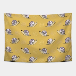 Illustrated Snail and Swirls Pattern Tapestry