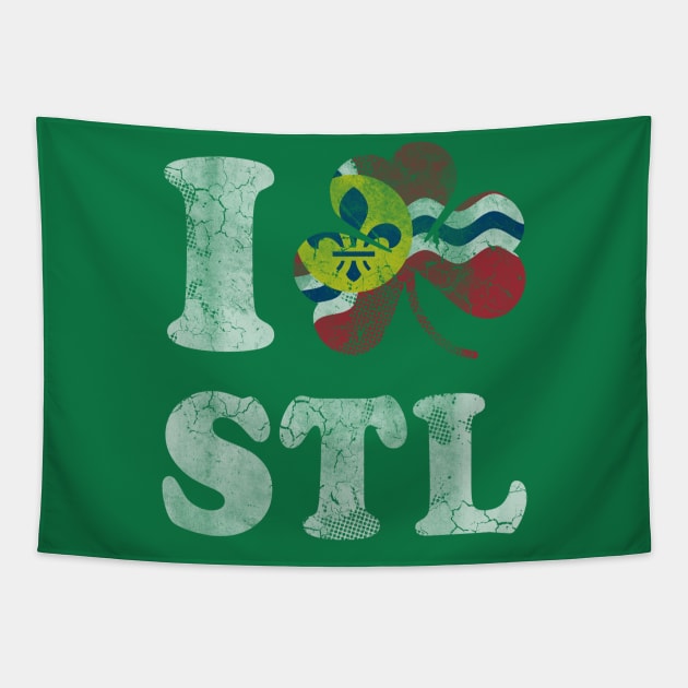 Love St Louis Flag Irish Shamrock St Patricks Day Tapestry by E