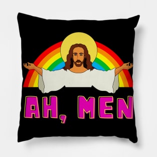 Funny LGBT Ah Man Jesus Gay Pride Rainbow Pillow