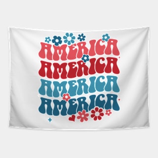 american groovy 4th july America retro patriotic USA Tapestry