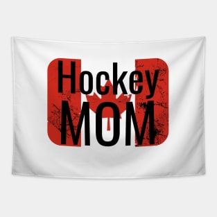 Hockey Mom with distressed Canadian Flag Tapestry