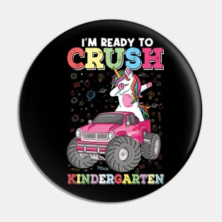 1st day of Kindergarten kids Dabbing unicorn Monster Truck Pin