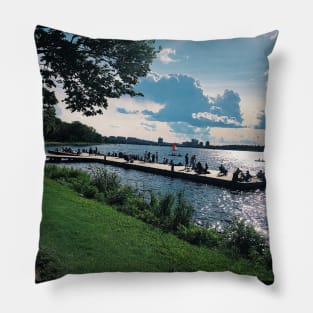 Boston Back Bay - Sitting on the Dock Pillow