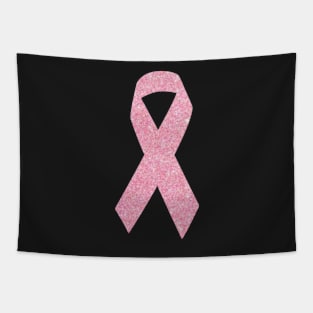 Pink Faux Glitter Awareness Ribbon Tapestry