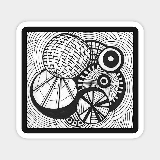 Circles and curves pattern Magnet by Nathalodi