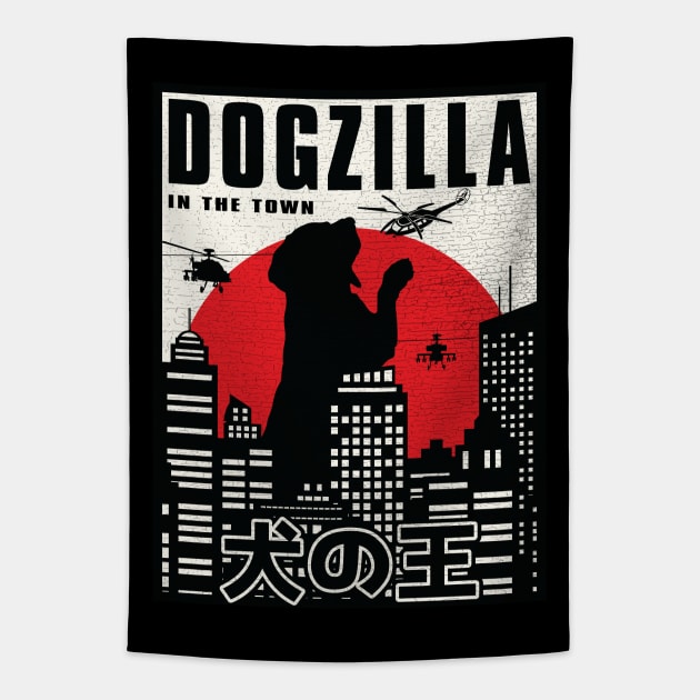 Dogzilla In The Town Tapestry by POD Anytime