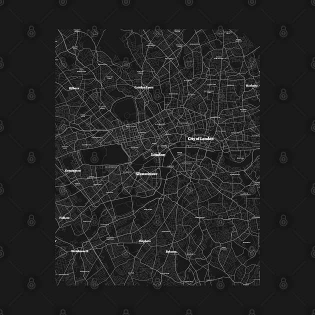 4K London United Kingdom Map | HD London UK Map | Black And White Map Of London UK by benayache