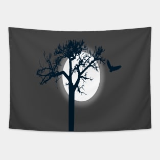 The dark bird and the tree Tapestry